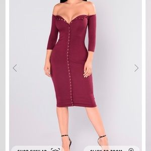 Button up Maroon dress from Fashion Nova